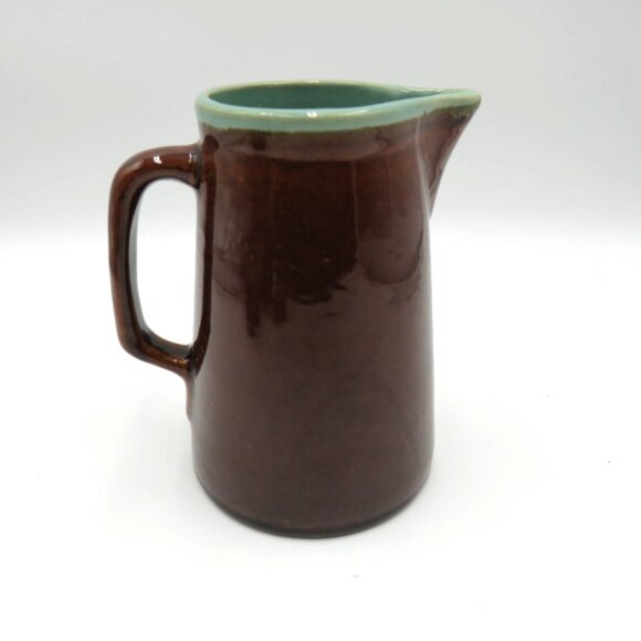 Country Fare Stoneware Set Brown Teal Ceramic Pitcher Creamer Lidded Sugar Bowl - Picture 9 of 11